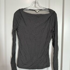 RW&CO. Black & White Long Sleeve Boat Neck Top